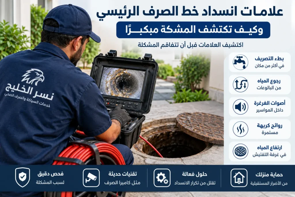 علامات انسداد خط الصرف الرئيسي